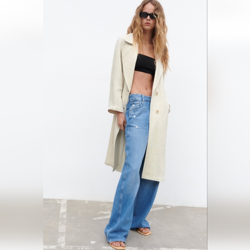 Zara Belted Linen Blend Trench